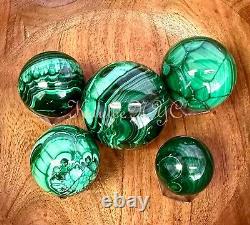Wholesale Lot 5 PCs Natural Malachite Spheres Crystal Ball Healing 1.9-2lbs