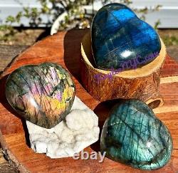Wholesale Lot 5 Pcs Natural Labradorite Crystal Heart Healing 3.8-4lbs