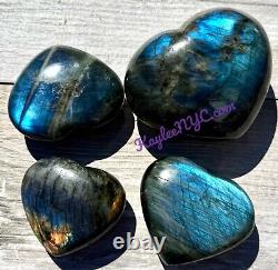 Wholesale Lot 5 Pcs Natural Labradorite Crystal Heart Healing 3.8-4lbs