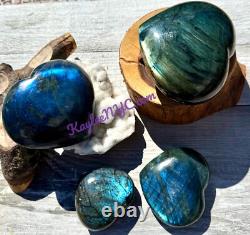 Wholesale Lot 5 Pcs Natural Labradorite Crystal Heart Healing 3.8-4lbs