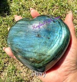Wholesale Lot 5 Pcs Natural Labradorite Crystal Heart Healing 3.8-4lbs
