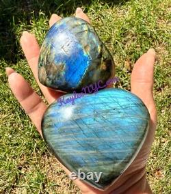 Wholesale Lot 5 Pcs Natural Labradorite Crystal Heart Healing 3.8-4lbs