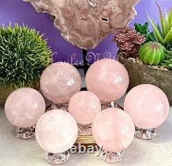 Wholesale Lot 7 PCs Natural Rose Quartz Spheres Crystal Ball Healing 4.8-5lbs
