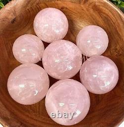 Wholesale Lot 7 PCs Natural Rose Quartz Spheres Crystal Ball Healing 4.8-5lbs