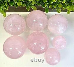 Wholesale Lot 7 PCs Natural Rose Quartz Spheres Crystal Ball Healing 4.8-5lbs