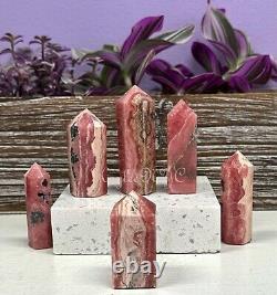 Wholesale Lot Half Pound Natural Rhodochrosite Obelisk Tower Crystal Point