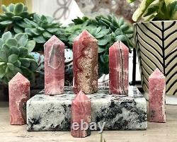 Wholesale Lot Half Pound Natural Rhodochrosite Obelisk Tower Crystal Point