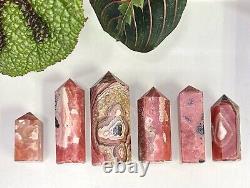 Wholesale Lot Half Pound Natural Rhodochrosite Obelisk Tower Crystal Point