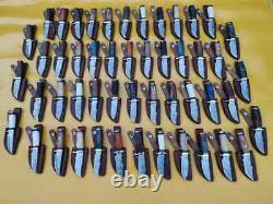 Wholesale Lot of 20 Damascus Steel Handmade 6'' Skinner Hunting Knives WithSheaths