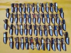 Wholesale Lot of 20 Damascus Steel Handmade 6'' Skinner Hunting Knives WithSheaths