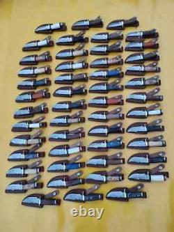 Wholesale Lot of 20 Damascus Steel Handmade 6'' Skinner Hunting Knives WithSheaths
