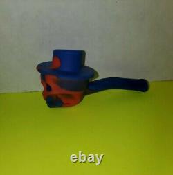 Wholesale Lot of 24 Cowboy Hat Skull Silicon Smoking Pipe With Metal Bowl SEALED