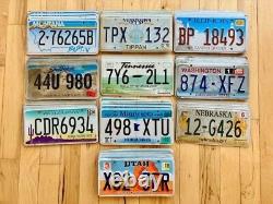 Wholesale Lot of 50 License Plates from 10 Different States 5 of Each State