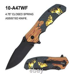 Wholesale Lot x24- 8 ElitEdge Wildlife Animal Spring Assisted Folding Knife-A47
