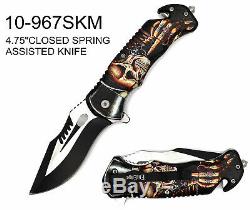 Wholesale Lot x28- 8.5 ElitEdge Skull Spring Assisted Folding Knife-967SK