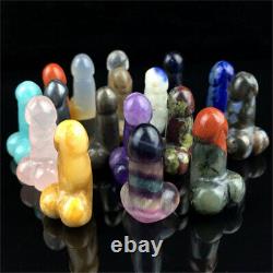 Wholesale Natural Male Penis Quartz Crystal Massager Carved Wand Gem Healing##