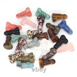 Wholesale Natural Male Penis Quartz Crystal Massager Carved Wand Gem Healing##