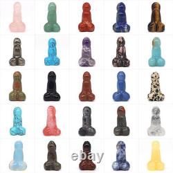 Wholesale Natural Male Penis Quartz Crystal Massager Carved Wand Gem Healing##