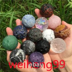 Wholesale Natural Moon Quartz sphere Carved Crystal ball reiki Heal gift 35mm+