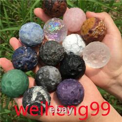 Wholesale Natural Moon Quartz sphere Carved Crystal ball reiki Heal gift 35mm+