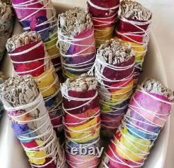 Wholesale deal 100X Wands 7 Chakra Cali White Sage Smudge Stick 3-4 inches long