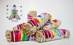 Wholesale deal 100X Wands 7 Chakra Cali White Sage Smudge Stick 3-4 inches long