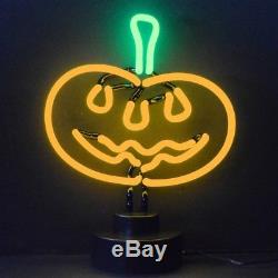 Wholesale lot of 3 neon sign Halloween sculpture Cat Bat Pumpkin table lamp