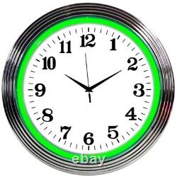 Wholesale lot of 5 Blue Green yellow Turquoise NEON chrome finish clock sign