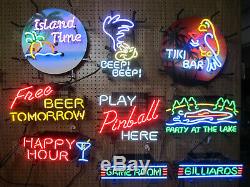 Wholesale lot of 9 Neon Sign Collection Group Bundle Game room Pool Bar lamps