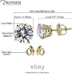 Womens Anniversary 2.15 CT D SI1 Diamond Stud Earrings 18K Yellow Gold 54372198