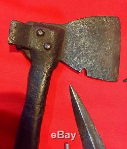 Wonderful set 3 Civil War era Naval boarding pike, boarding axe, grappling iron
