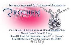 XMAS 0.71 ct H I3 Diamond Pendant Necklace 18K Gold Solitaire 54634271