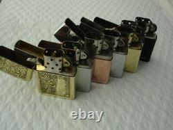Zippo Lighter Lot Of 7 Lighters Instant Collection Solid Copper Brass Brushed