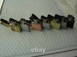 Zippo Lighter Lot Of 7 Lighters Instant Collection Solid Copper Brass Brushed
