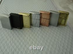 Zippo Lighter Lot Of 7 Lighters Instant Collection Solid Copper Brass Brushed